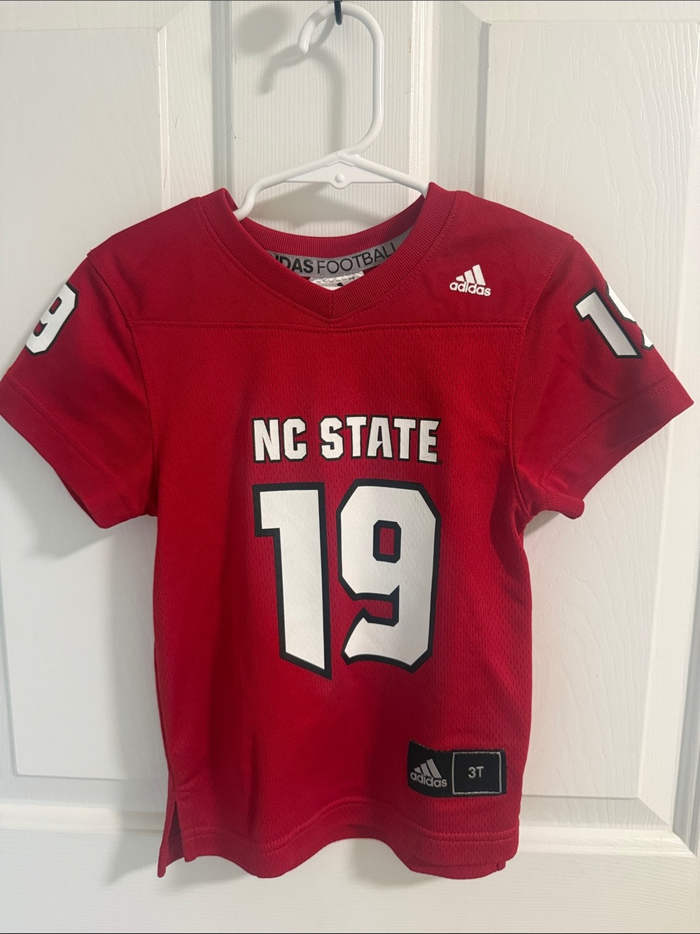 adidas Red NC State Youth Football Jersey #19